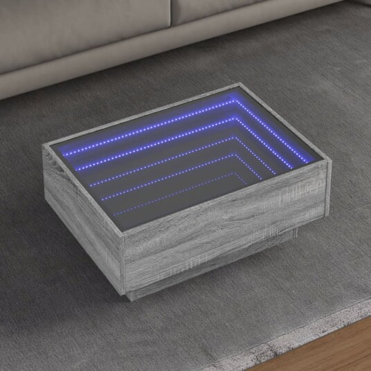  Salongbord med LED grå sonoma 70x50x30 cm konstruert tre 847516