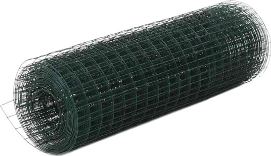 vidaXL Trådgjerde kylling stål med PVC belegg 10x0,5 m grønn