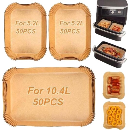 Kompatibel med Ninja Foodi FlexDrawer 10.4L AF500EU 150 stk Air Fryer Bakepapir for Ninja AF500EUCP