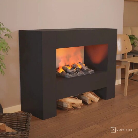 Glow Fire Fallada Omc 600 - Sort (HYB-50-120BK-real-wood)