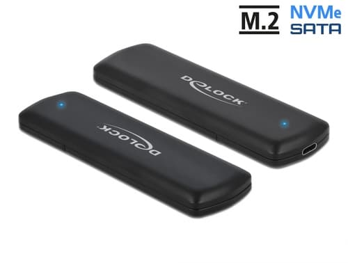 Delock M.2 Harddiskkabinett USB 3.2 Gen 2 Sort for NVMe og SATA SSD