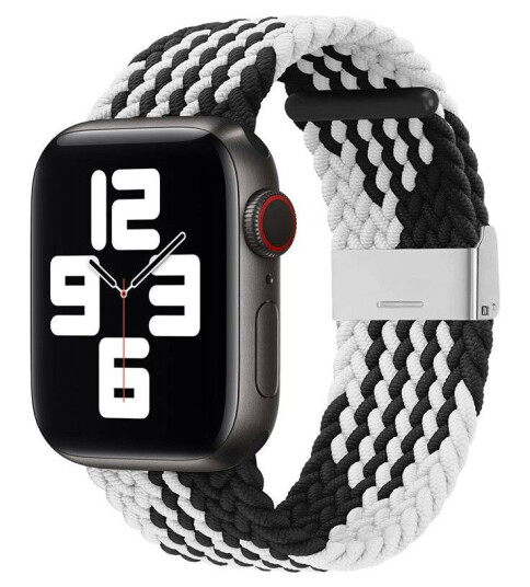 Justerbar flettet Apple Watch-rem 42/44/45/49 mm - Svart/Hvit