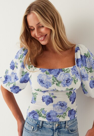Bubbleroom Volume Sleeve Top Multi/patterned L