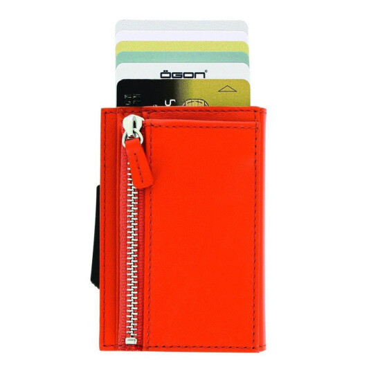 Oransje Ögon Cascade Premium Zipper Skinn Kortholder 8 kort