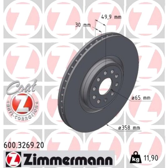 Bremseskive ZIMMERMANN 600.3269.20