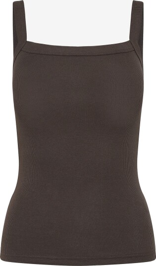 Gina Tricot Tight Fit Rib Singlet Brown XXS