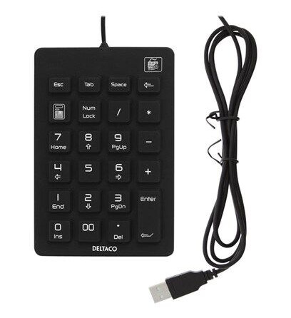Deltaco TB-510 USB Numerisk Tastatur i Silikon Svart