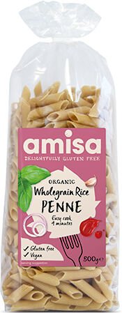 Organic Amisa Amisa Glutenfri Fullkornsris Penne Pasta Øko - 500 g Organic Amisa Amisa Glutenfri Fullkornsris Penne Pasta Øko - 500 g
