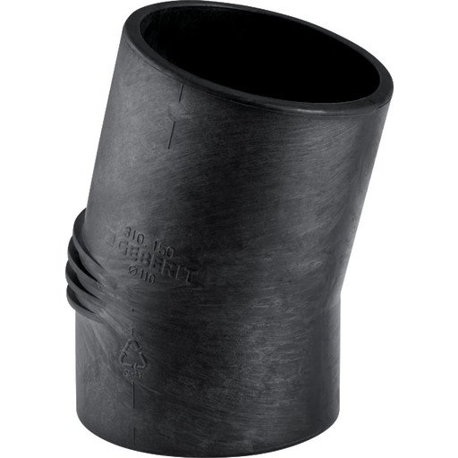 Geberit 75 mm Silent Bend 15° PEH for Avløpsinstallasjoner med TPE Lyddemping