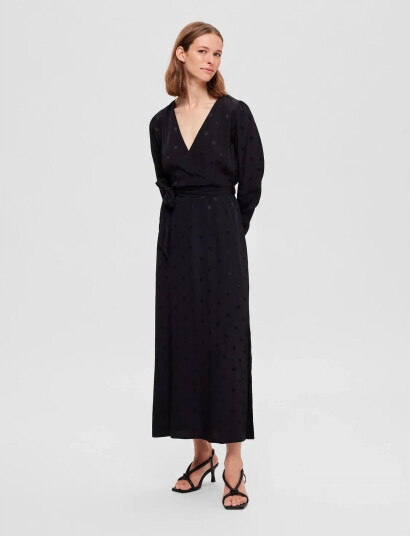 Selected Slfludwika Ls Ankle Satin Dress B Black 36 Selected Slfludwika Ls Ankle Satin Dress B Black 36