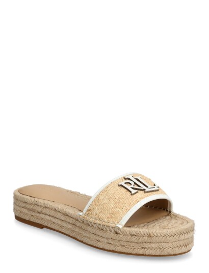 Lauren Ralph Lauren Polly Leather Trim Raffia Espadrille Beige 42