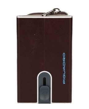 Piquadro Piquadro Blue Square Leather Card Holder Square Sliding System With Zipped Coin Pocket Pp5359b2r-Mo Mahogany For Men For Men Piquadro Piquadro Blue Square Leather Card Holder Square Sliding System With Zipped Coin Pocket Pp5359b2r-Mo Mahogany For Men For Men