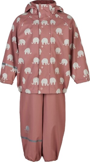 CeLaVi Rainwear Set Elephant Aop Pu Pink 128-134