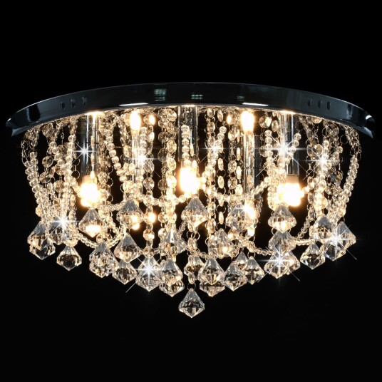 Taklampe med krystallperler s?lv - 4 x G9