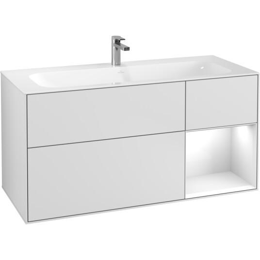 VILLEROY & BOCH FINION SERVANTSKAP 120 HVIT MATT LAKK M/LYS HØYRESTILT HVIT HYLLE VILLEROY & BOCH FINION SERVANTSKAP 120 HVIT MATT LAKK M/LYS HØYRESTILT HVIT HYLLE