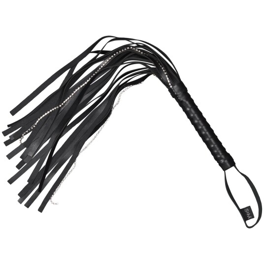 Sex & Mischief Crystal Whip Flogger 60,5 cm     - Svart