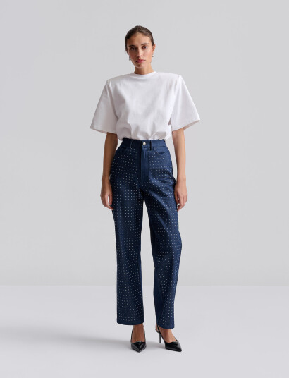 Malina Kendra High Waisted Rhinestone Jeans - Blue - 28 Malina Kendra High Waisted Rhinestone Jeans - Blue - 28