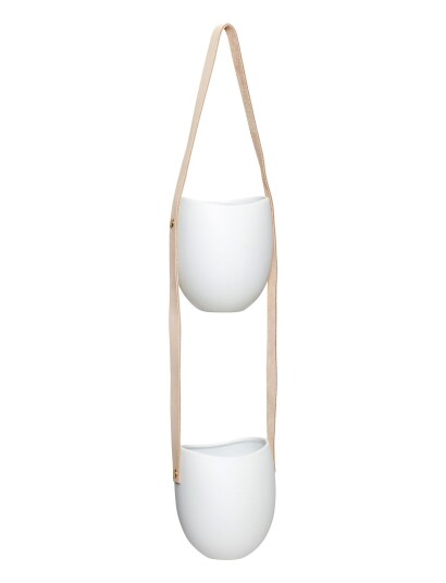 Hübsch Potte M/Læderstrop, Dobble - White - ONE SIZE