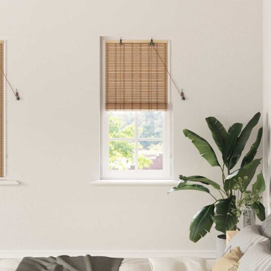 Rullegardin med gardiner Lys Brun 60 x 160 cm Bambus