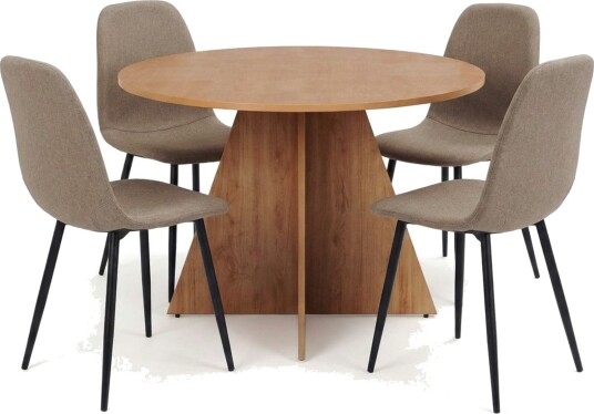 Vera spisegruppe rund 110 cm eik med 4 Nibe spisestoler Eik Vera spisegruppe rund 110 cm eik med 4 Nibe spisestoler Eik