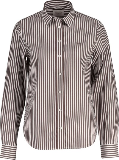 Gant Reg Classic Poplin Striped Shirt   DEEP BROWN   42