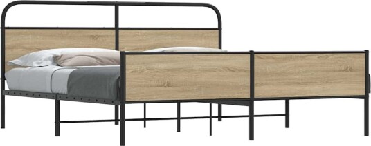  Sengeramme i metall uten madrass røkt eik 193x203 cm 8721158549495