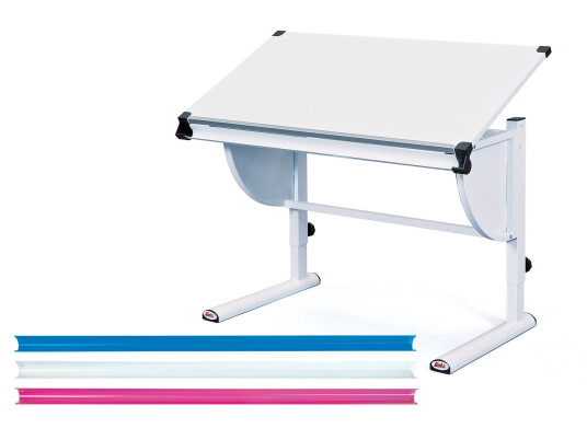 Mirsa skrivebord med heve senke plate hvit.