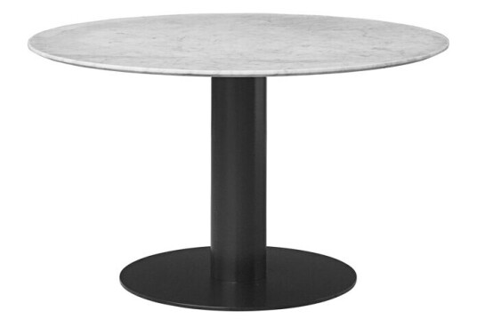 Gubi 2.0 spisebord marble white, Ø 110 cm, sort stativ