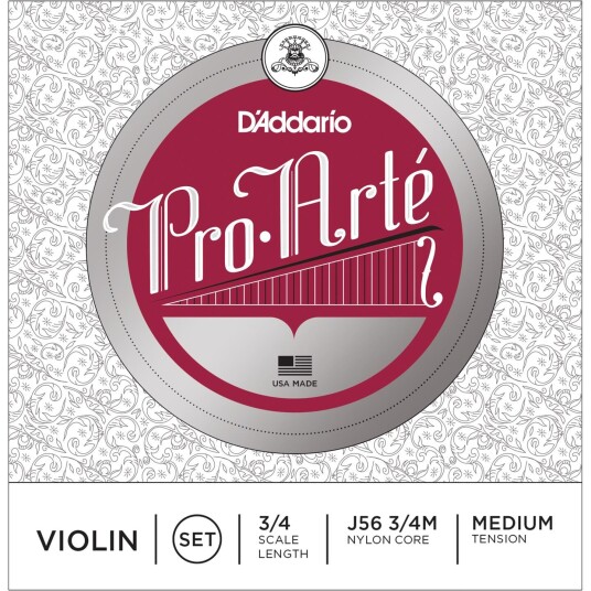 D'Addario J56 3/4m Proarte Violin Set 3/4 Medium Tension D'Addario J56 3/4m Proarte Violin Set 3/4 Medium Tension