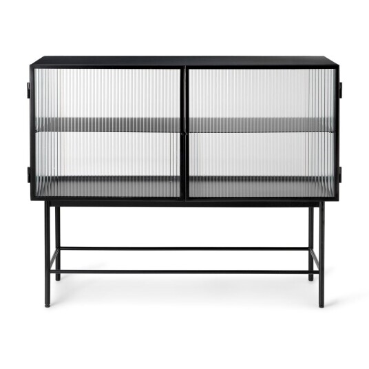 ferm LIVING Haze sidebord Svart-b?lgete glass