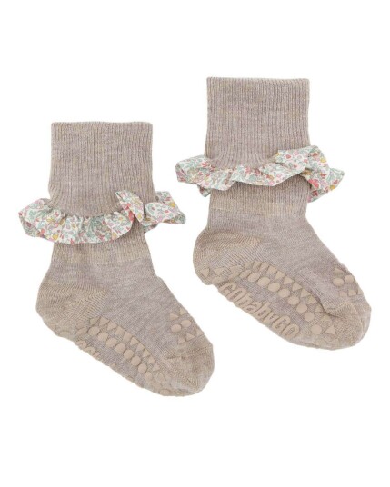 Gobabygo Sokker Med Blondekant   Barn - Liberty - Beige
