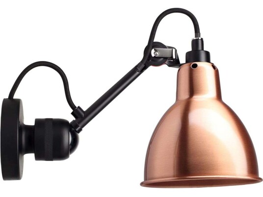 Lampe Gras N304 Vegglampe Matt Sort & Kobber Hardwired