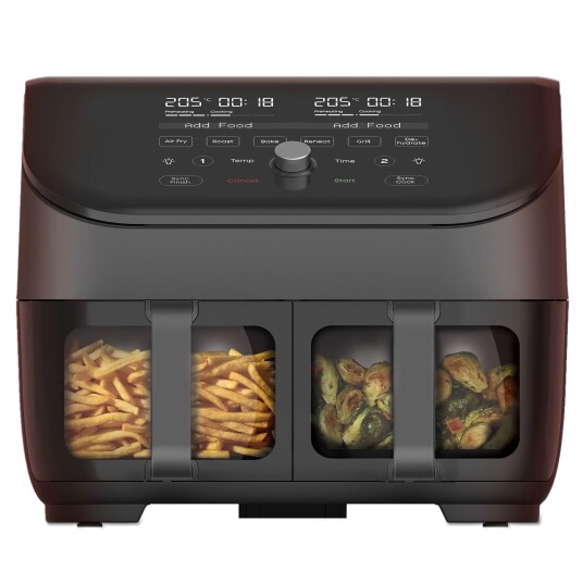 Instant Vortex Plus Dual 7.6L Airfryer med ClearCook Vindu, 1700W, Svart