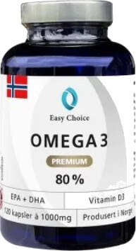 Easy Choice Omega 3 Premium 80% kapsler 1000mg med D3 120 kapsler Easy Choice Omega 3 Premium 80% kapsler 1000mg med D3 120 kapsler