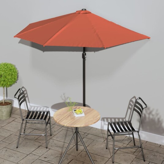 vidaXL Balkongparasoll aluminiumsstang terrakotta 270x135x245 cm halv