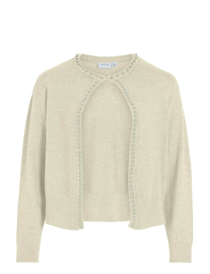 Vila Vizafina L/S O-Neck Pearl Knit Cardi/1 - Cream - XS Vila Vizafina L/S O-Neck Pearl Knit Cardi/1 - Cream - XS