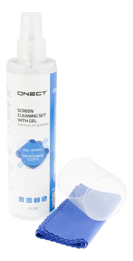 QNECT Rengjøringssett for skjerm gel 250 ml + mikrofiberklut