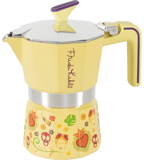 Pedrini 3 koppers Frida Kahlo espressokanne Gul Pedrini 3 koppers Frida Kahlo espressokanne Gul