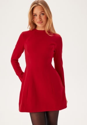 Bardot Delphi Long Sleve Mini Dress 191663 Deep Red 40UK12