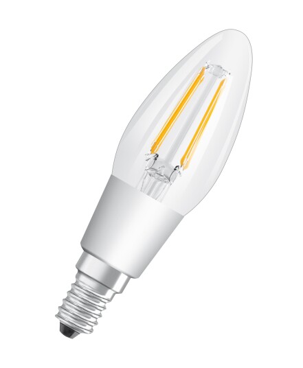 Osram LED-lyspære STAR+ GLOWdim candle 4.5W/827 (40W) filament clear dimmable E14 Osram LED-lyspære STAR+ GLOWdim candle 4.5W/827 (40W) filament clear dimmable E14