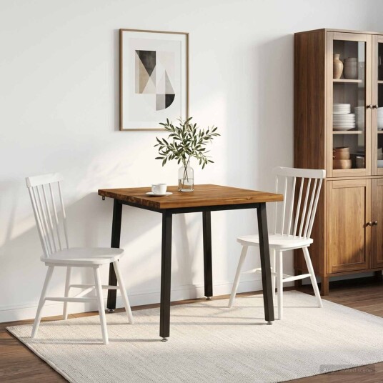 vidaXL 90 x 90 x 75 cm Solid akasietre Naturlig og svart Torget