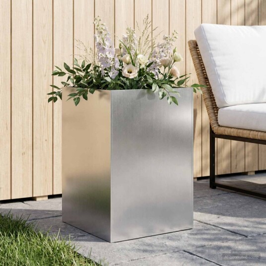 vidaXL Hageblomsterpotte Sølv 50 x 50 x 75 cm Rustfritt stål