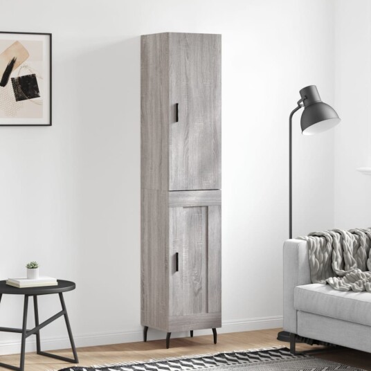 vidaXL Highboard grå sonoma 34,5x34x180 cm konstruert tre 8720845485498