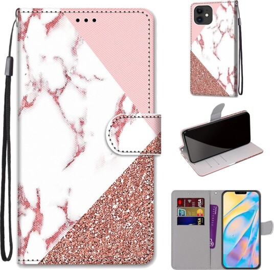 Trolsk Lommebokdeksel Marmor Rosa (iPhone 12/12 Pro)
