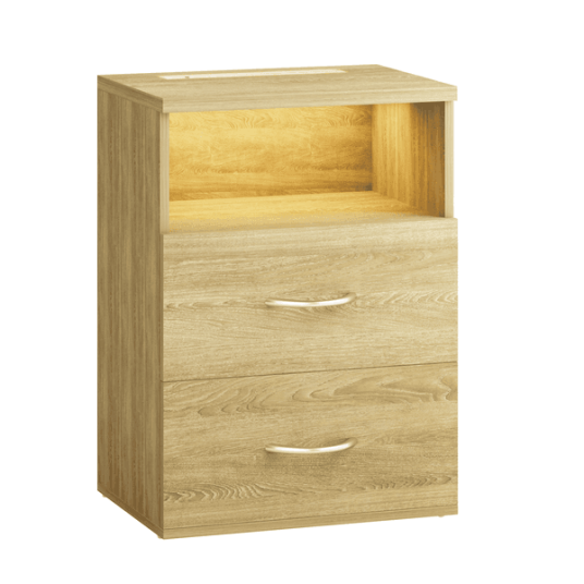 Deub Nattbord Jamie med LED-lys - eik