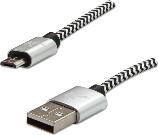 Usb-Kabel Logo Usb-A Til Microusb 2 M Svart/Hvit