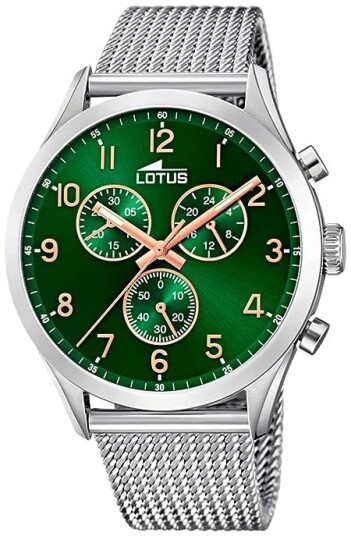 Lotus Herreklokke 18637/2 Minimalist Grønn/Stål Ø43 mm