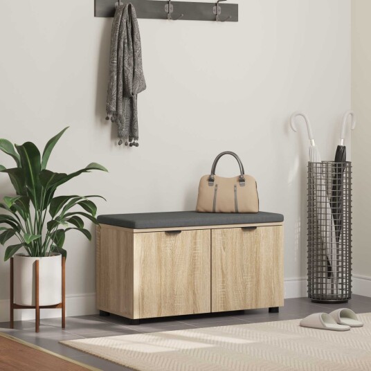 vidaXL Gangbenk Sonoma eik 80 x 38 x 46 cm Konstruert treverk og stoff vidaXL Gangbenk Sonoma eik 80 x 38 x 46 cm Konstruert treverk og stoff