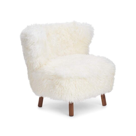 Natures Collection Emil Lounge Chair Langhåret Hvit Valnøtt