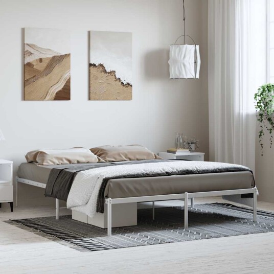 vidaXL Sengeramme i metall hvit 150x200 cm